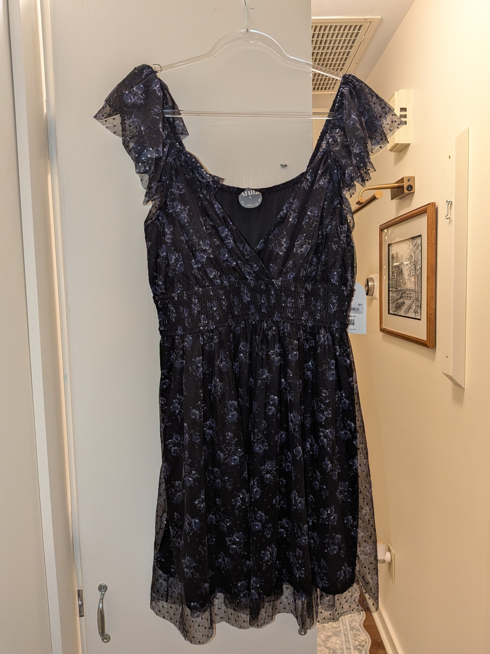 NWT Arula Women’s Black Floral Flutter Sleeve Sundress Size A (1X)